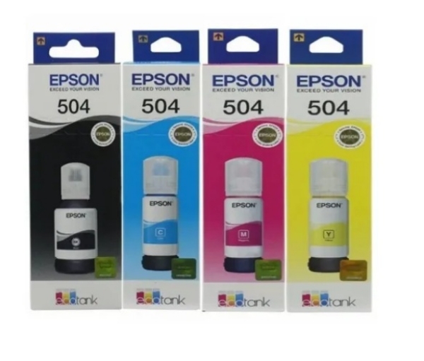 Imagen de Kit 4 Tintas Epson 504 Original, L4150, L4160, L6170, L6171.